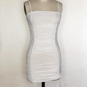 White Rouched Bodycon Dress